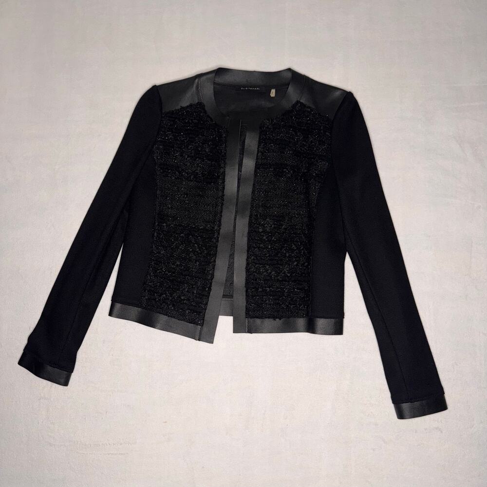 Elie Tahari Open Front Skinny Mandarin Blazer